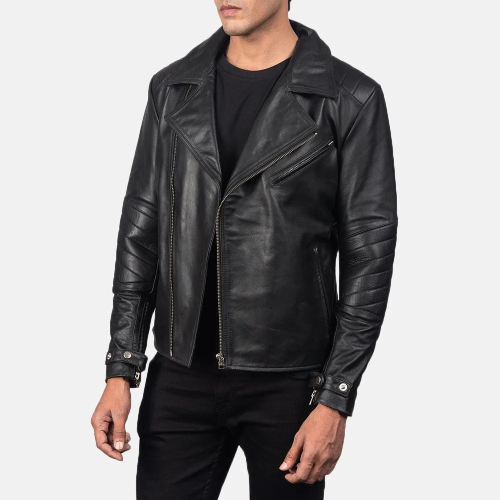 Mens Black Leather Motorbike Jacket