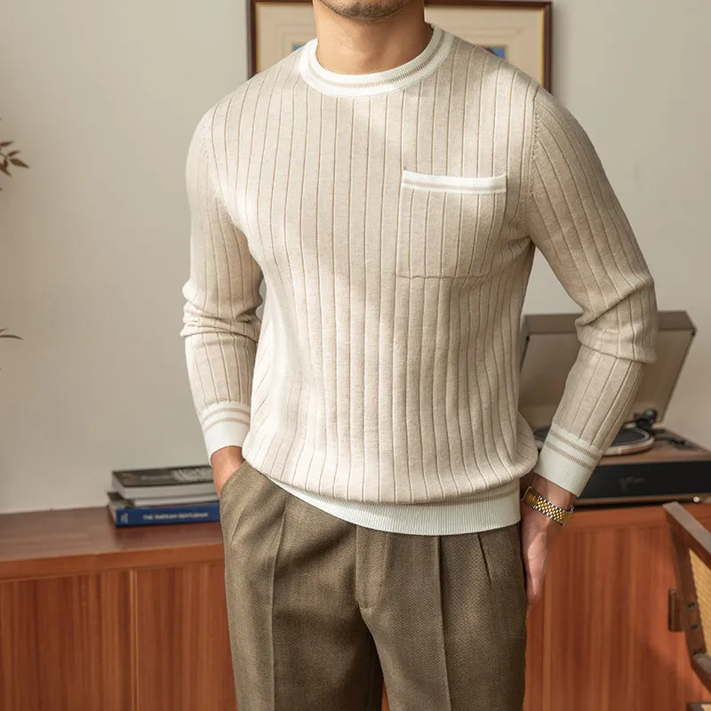 Men's Business Retro Casual Round Neck Long Sleeved Sweater