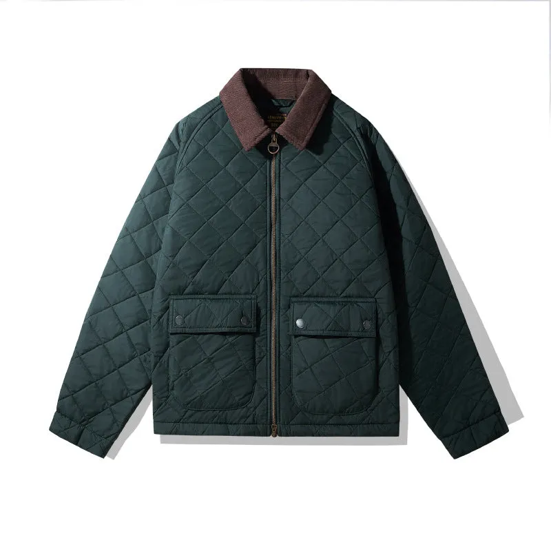 Men's Corduroy Jacket Jacket Rhombus Cotton Jacket