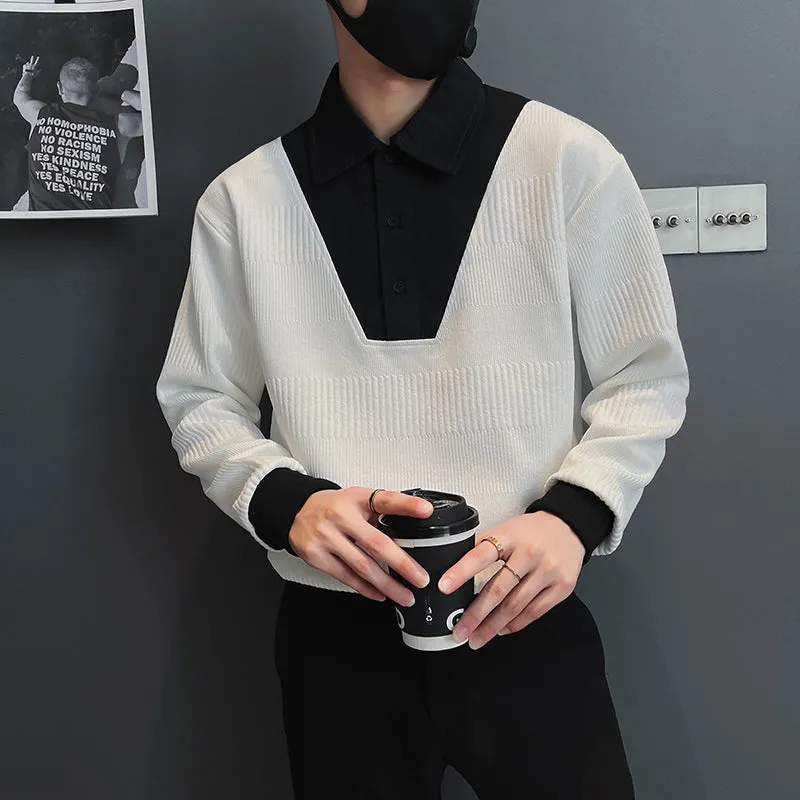 Men's Lapel Collar Casual Knitted Sweater