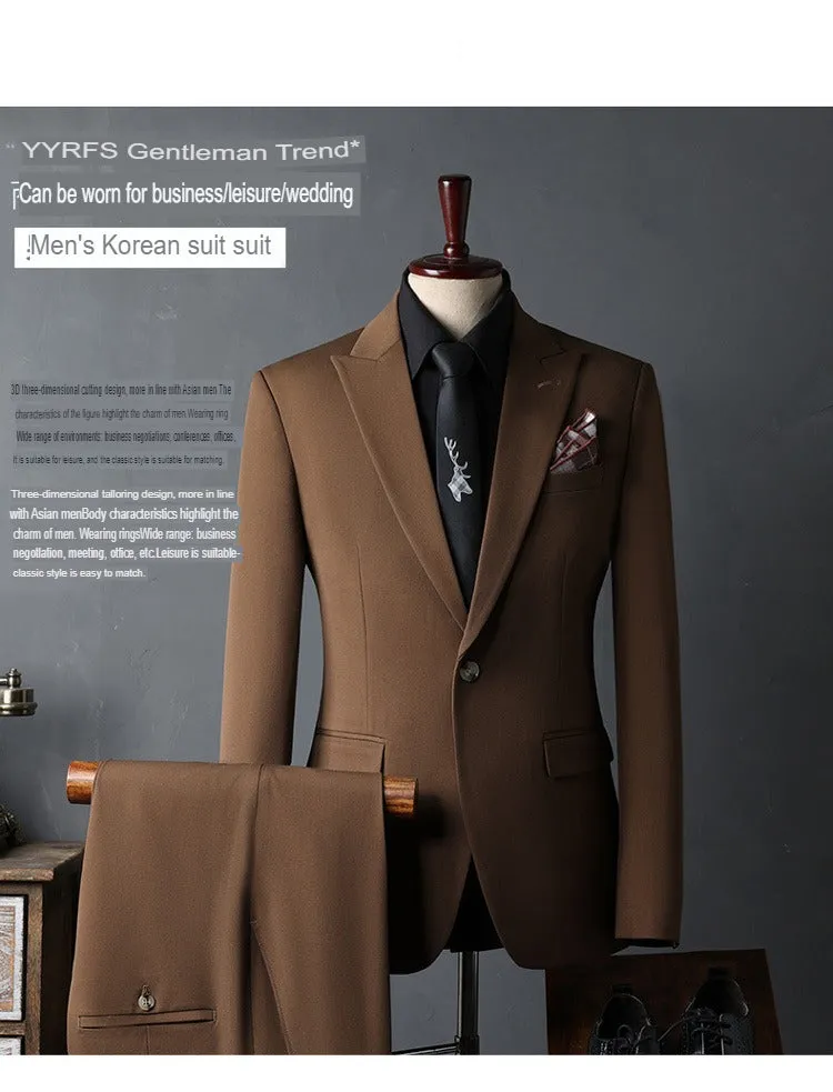 Men's Suits Polyester Wedding Dress Business Tuxedo 2 pieces Suits Set (Blazer   Trouser) | S8018