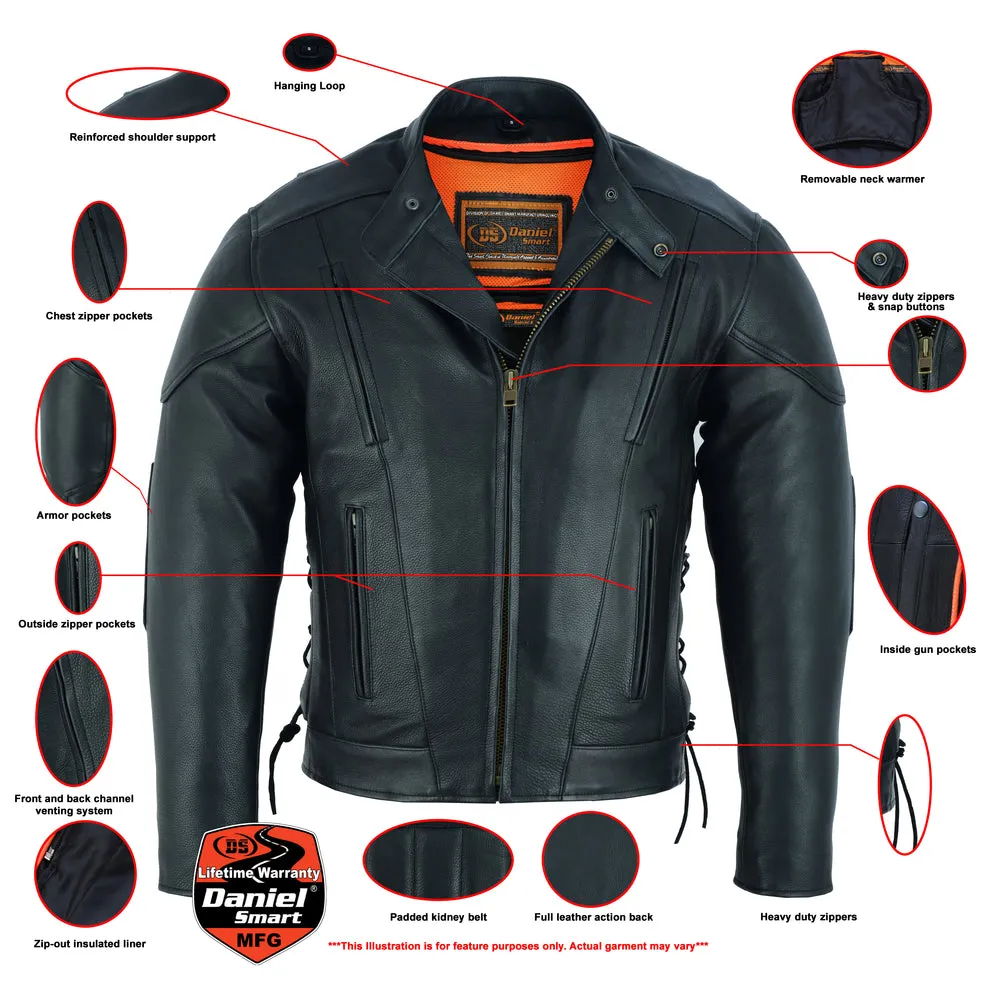 Men's Vented Motorcycle Jacket - Side Laces