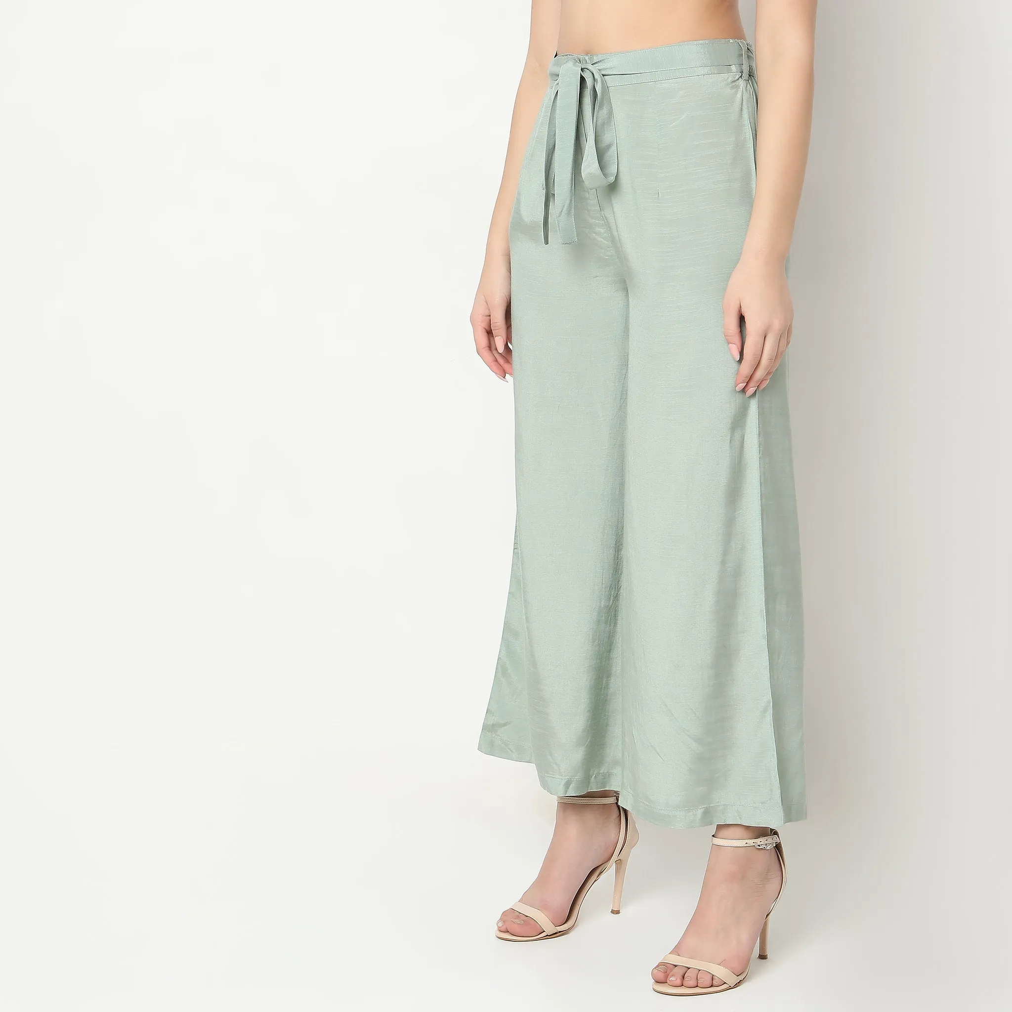 Mid Flare Solid High Rise Culottes