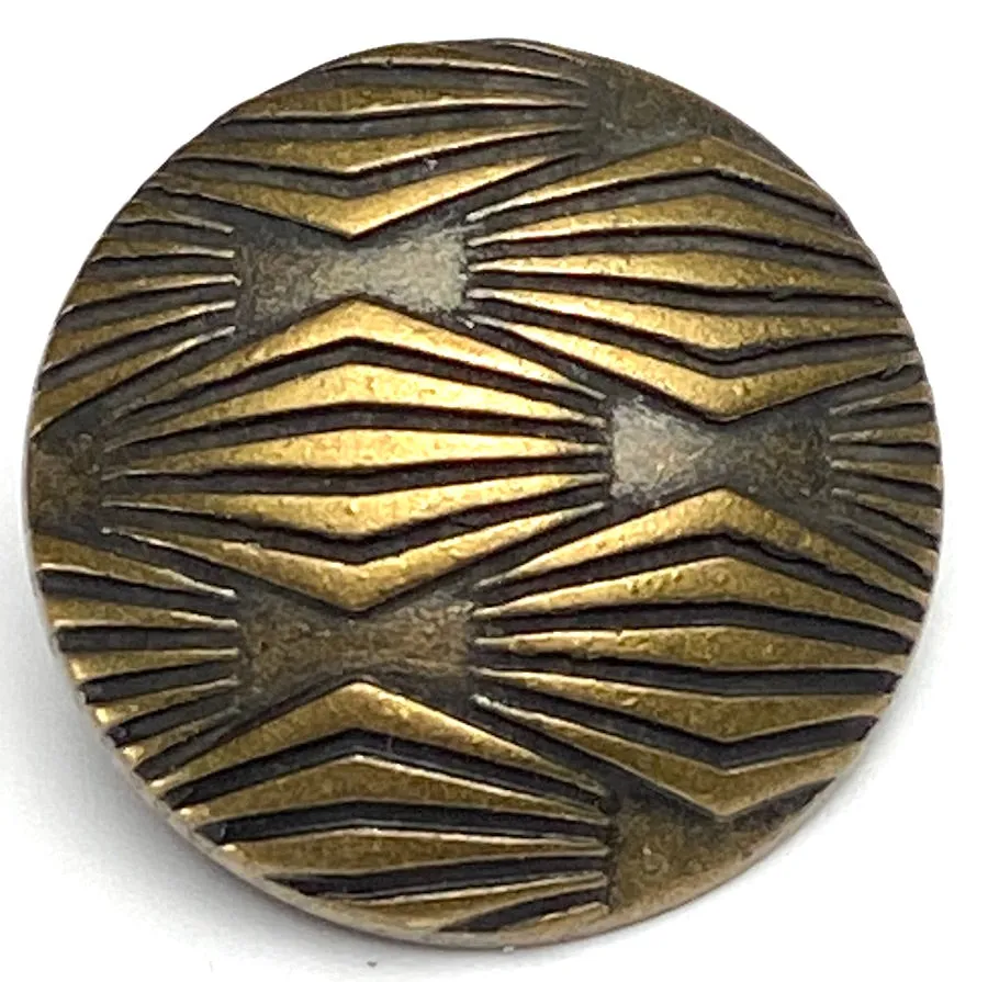 Moguls Brass Geometric Button 13/16" / 20mm Shank Back from JHB Italy # FJ-79