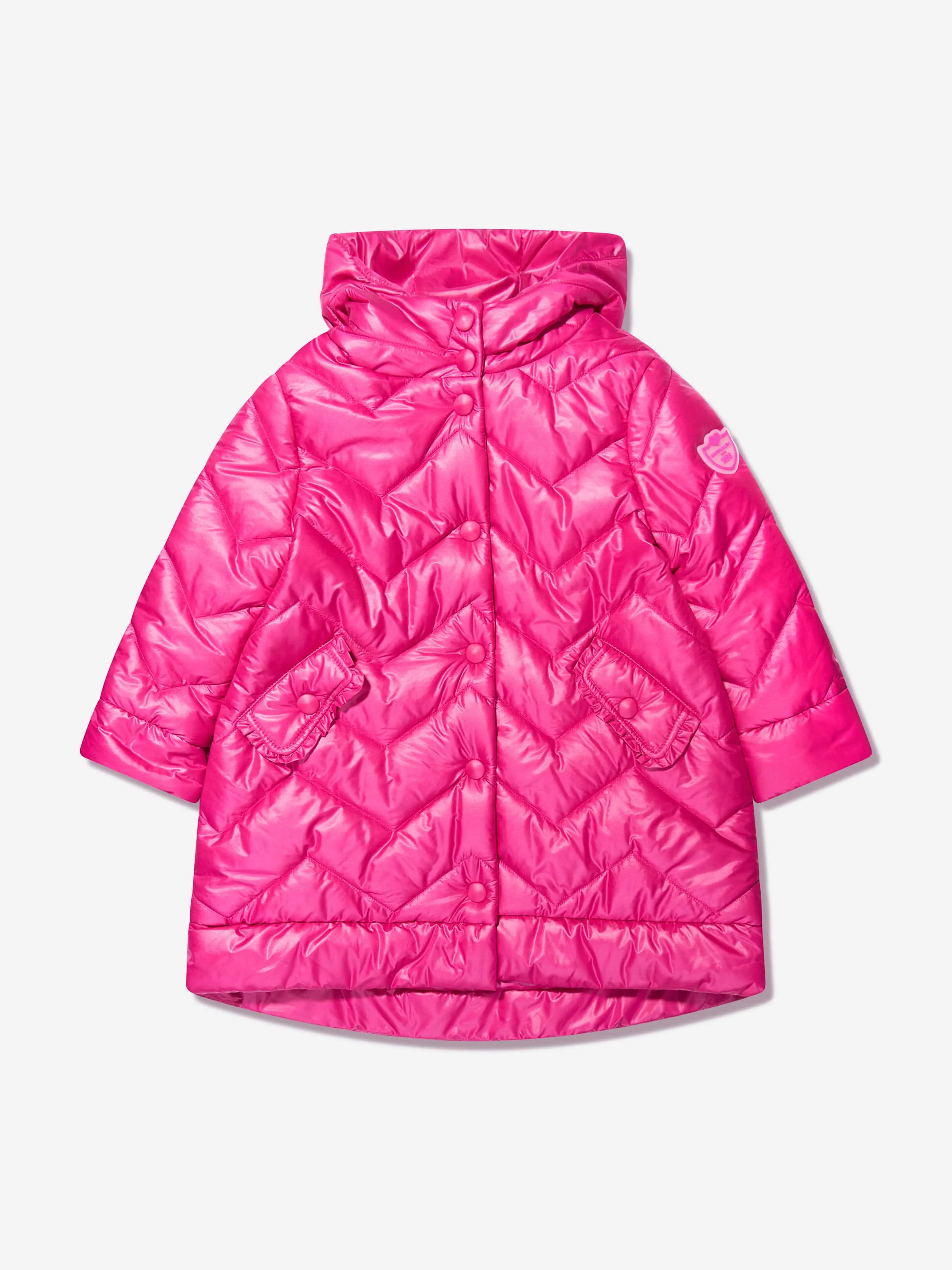 Monnalisa Girls Down Quilted Hooded Coat In Pink