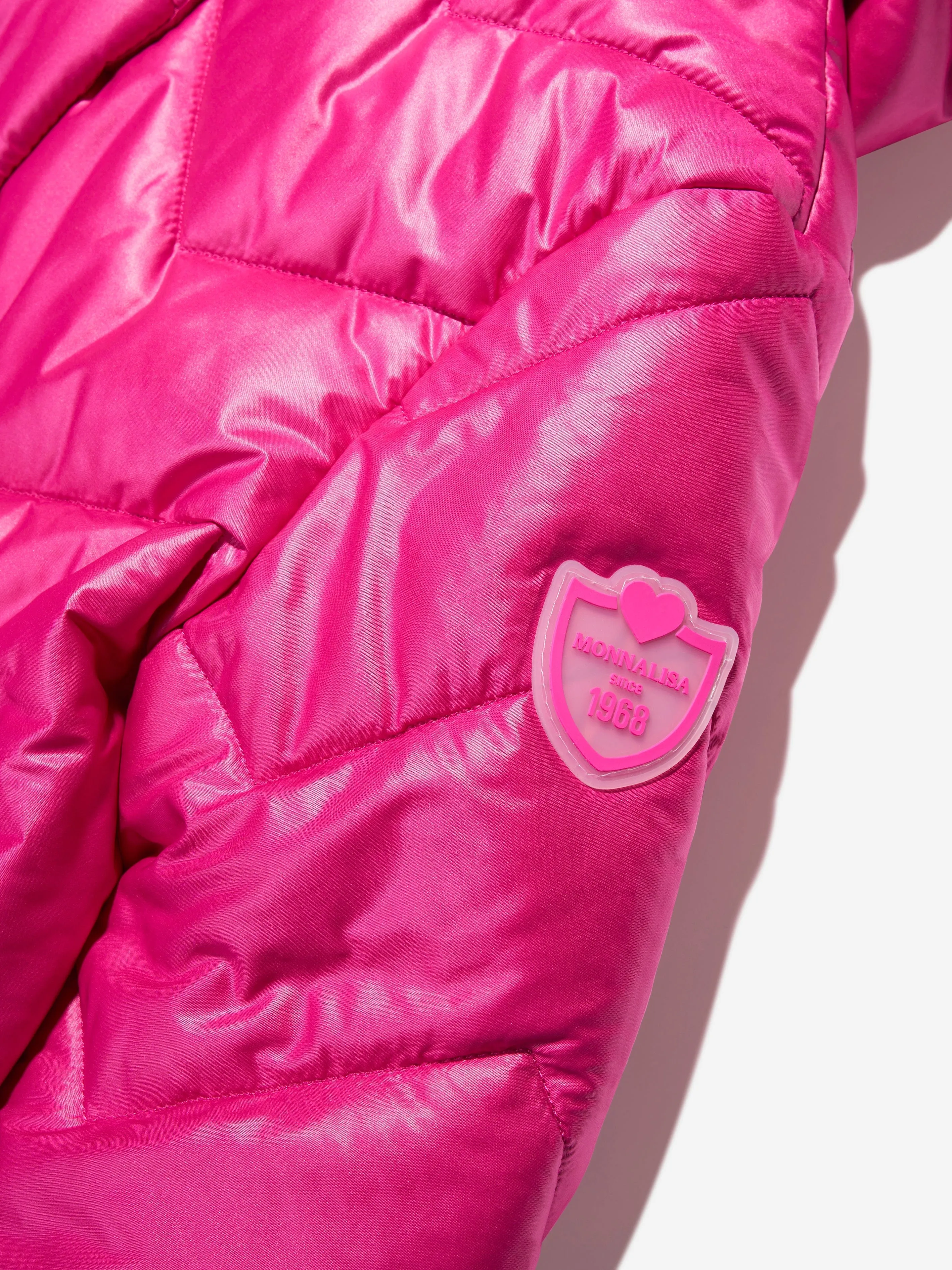 Monnalisa Girls Down Quilted Hooded Coat In Pink