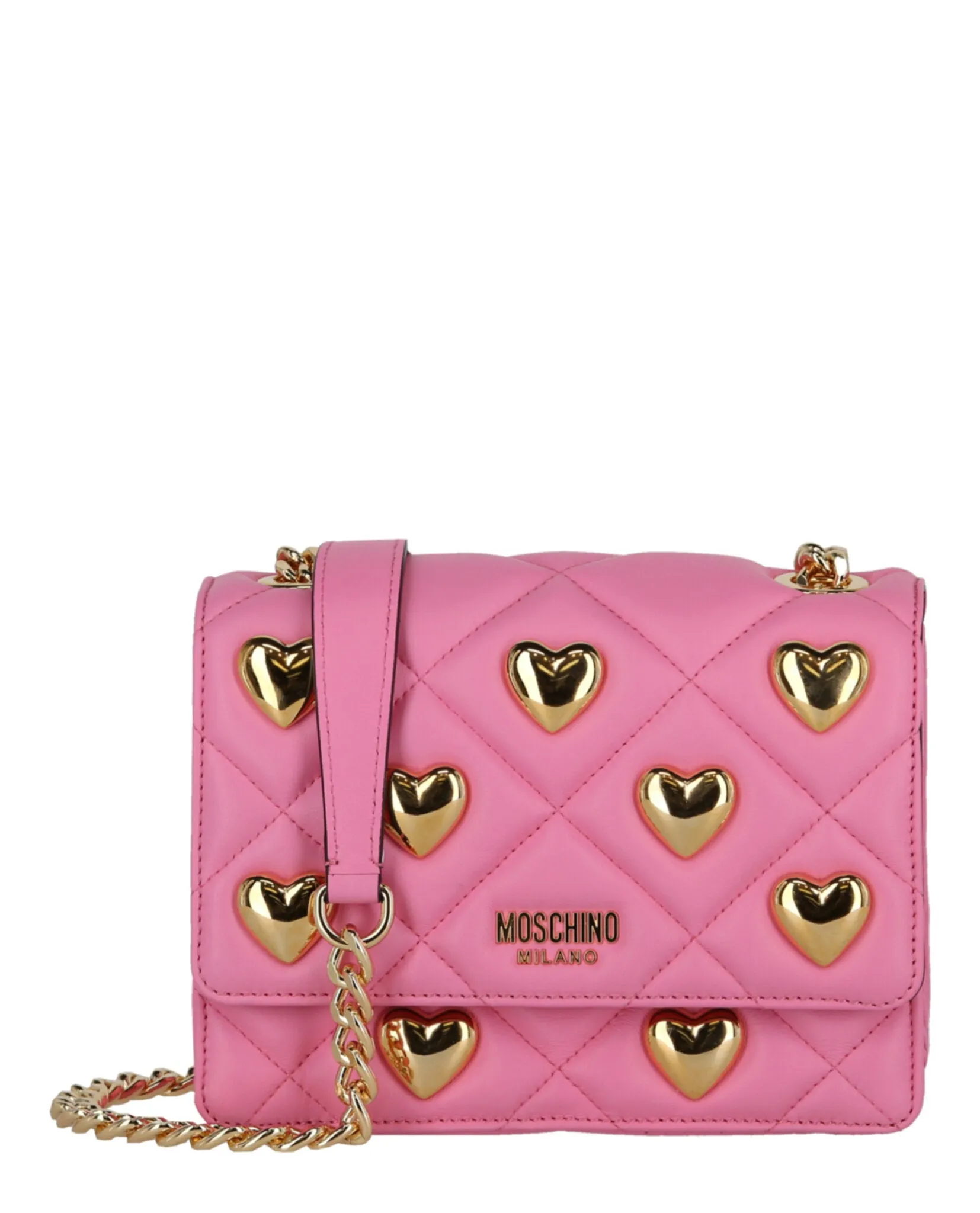 Moschino Heart Studs Quilted Crossbody Bag