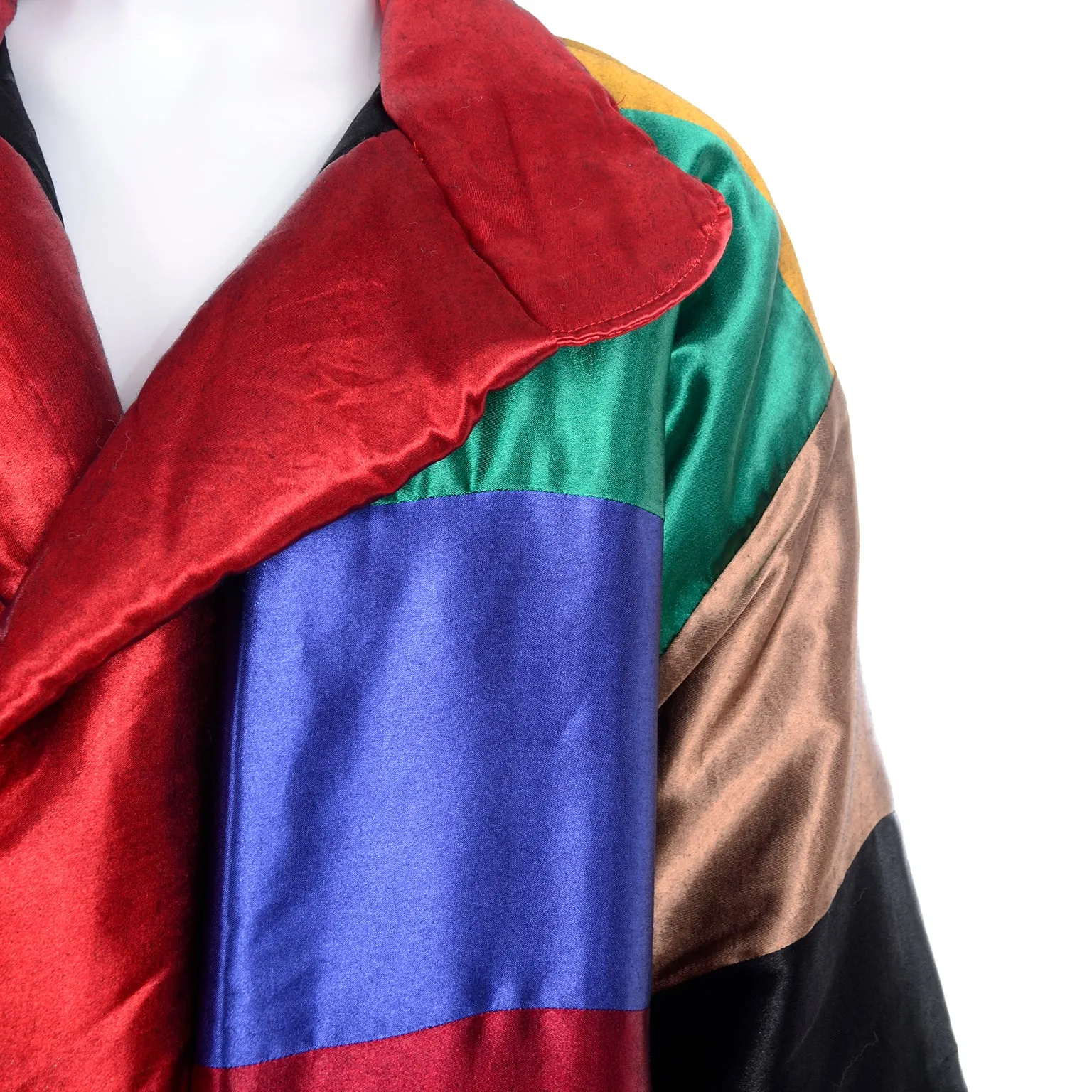 Neiman Marcus 1980s Vintage Rainbow Satin Reversible Coat