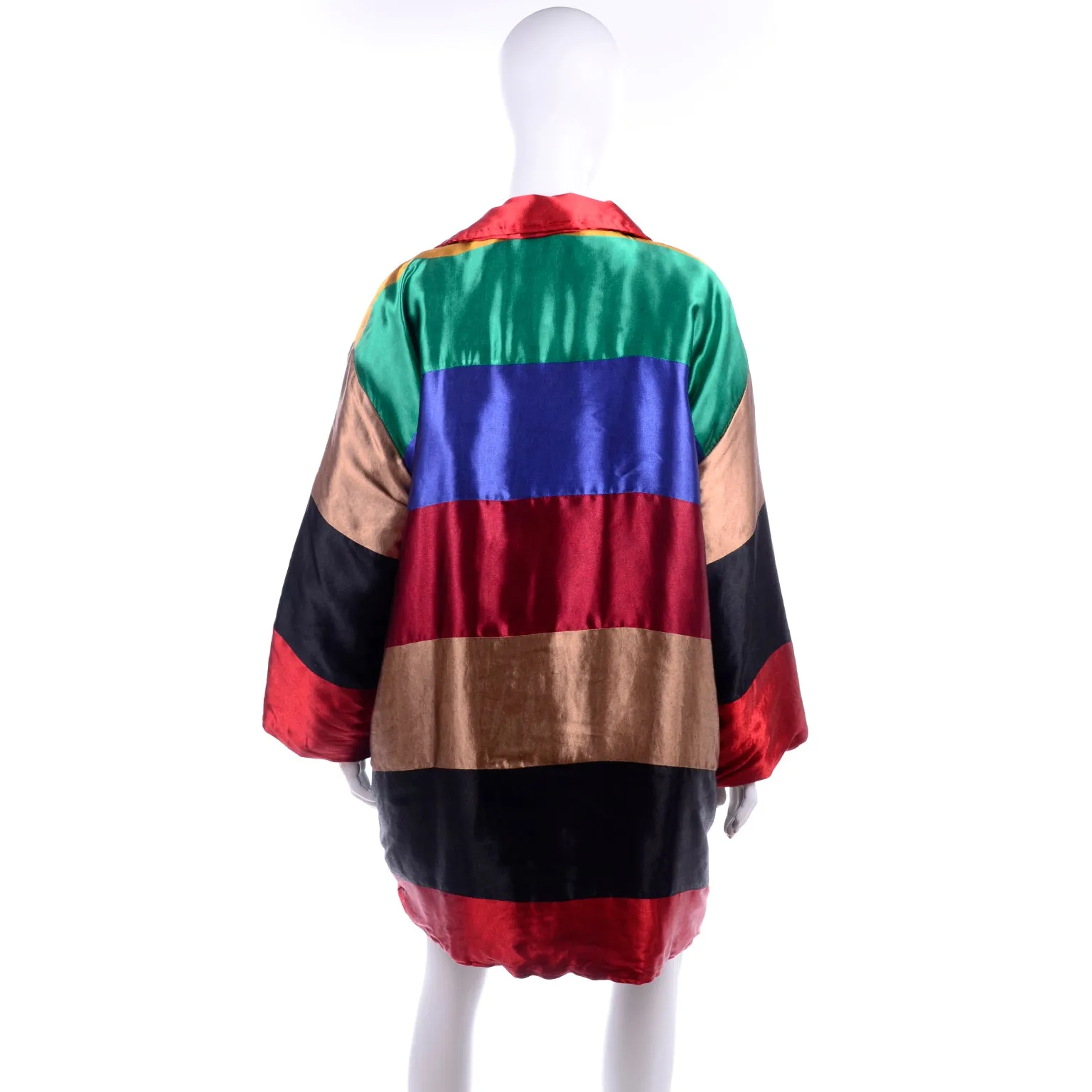 Neiman Marcus 1980s Vintage Rainbow Satin Reversible Coat