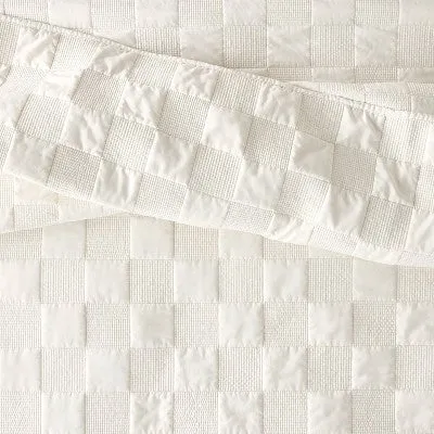 New - Full/Queen Checkerboard Stitch Quilt Cream - Hearth & Hand with Magnolia: OEKO-TEX Certified, Farmhouse Style Coverlet