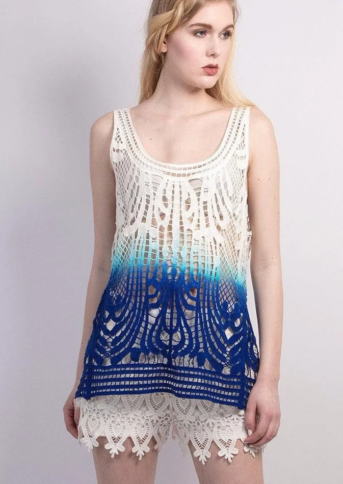 Ombre crochet lace tank top