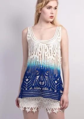 Ombre crochet lace tank top