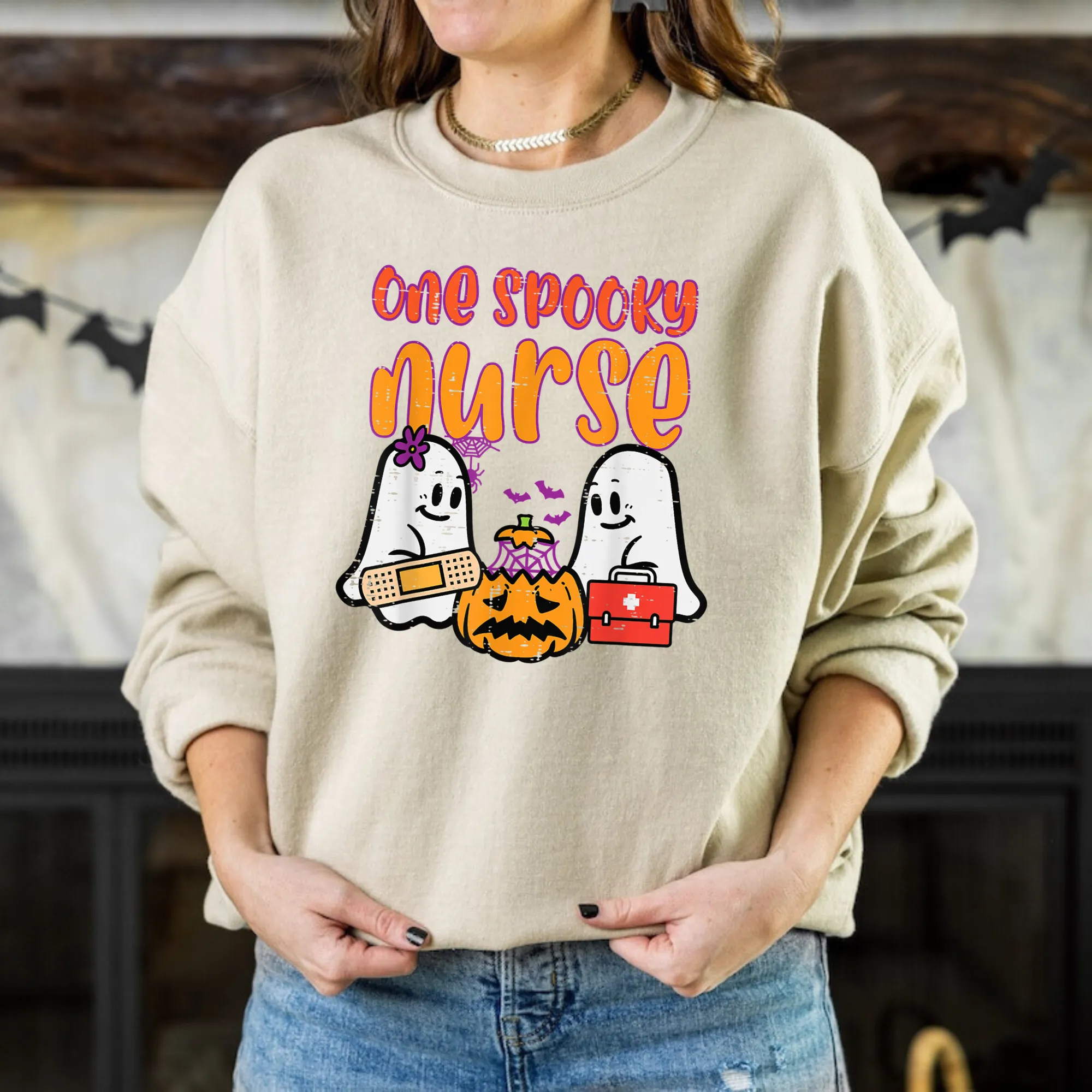 One Spooky Nurse | Halloween Nurse crewneck sweatshirt