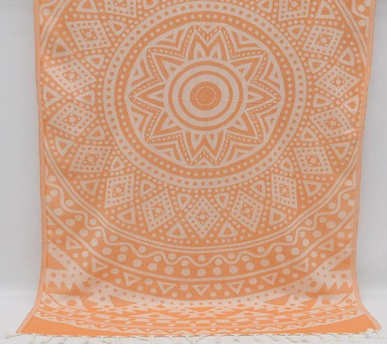 Orange Mandala 100% Cotton Towel