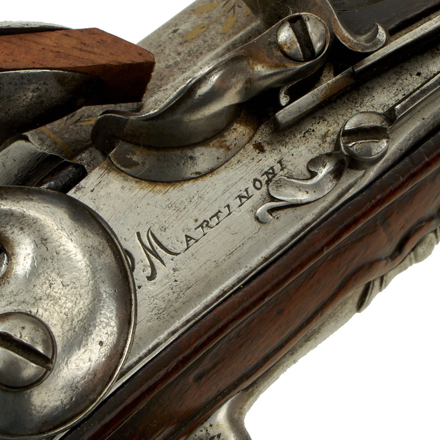 Original 18th Century Italian Ornate Flintlock Oval Muzzle Blunderbuss by Martinoni with Folding Stock circa 1750