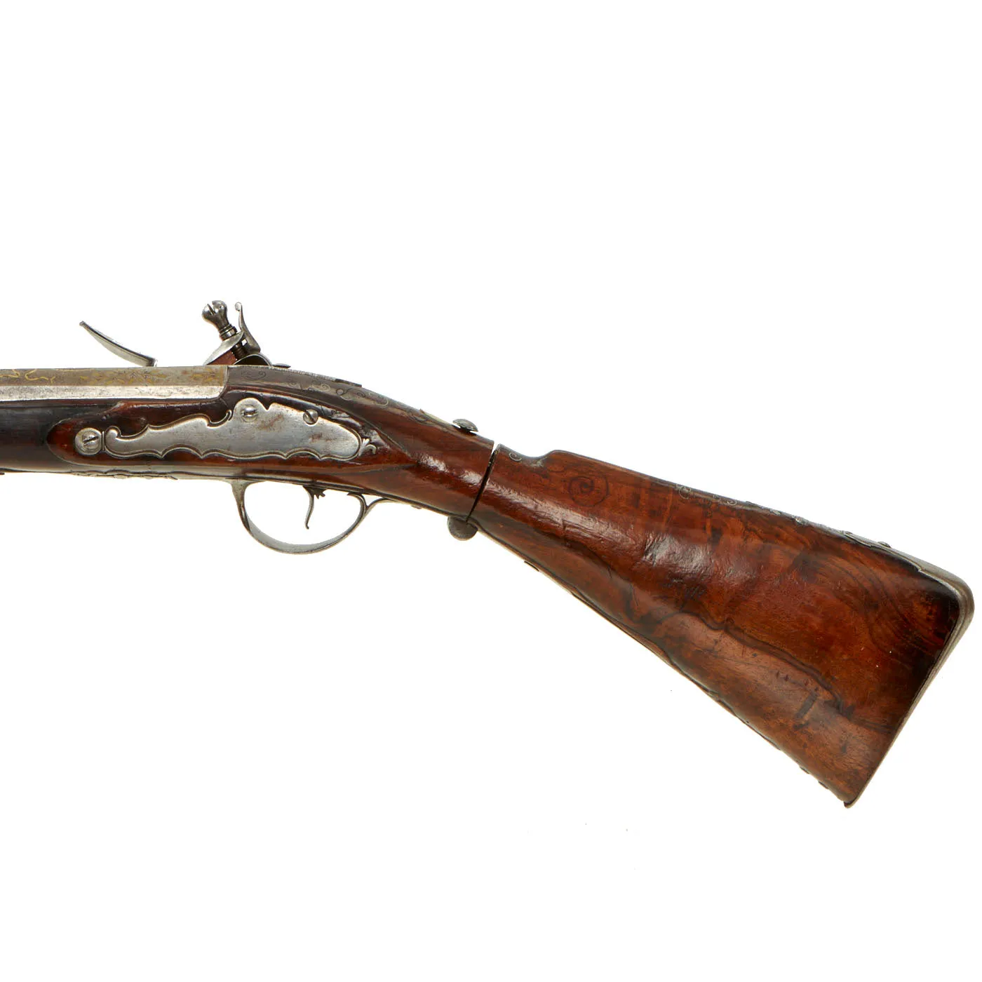 Original 18th Century Italian Ornate Flintlock Oval Muzzle Blunderbuss by Martinoni with Folding Stock circa 1750