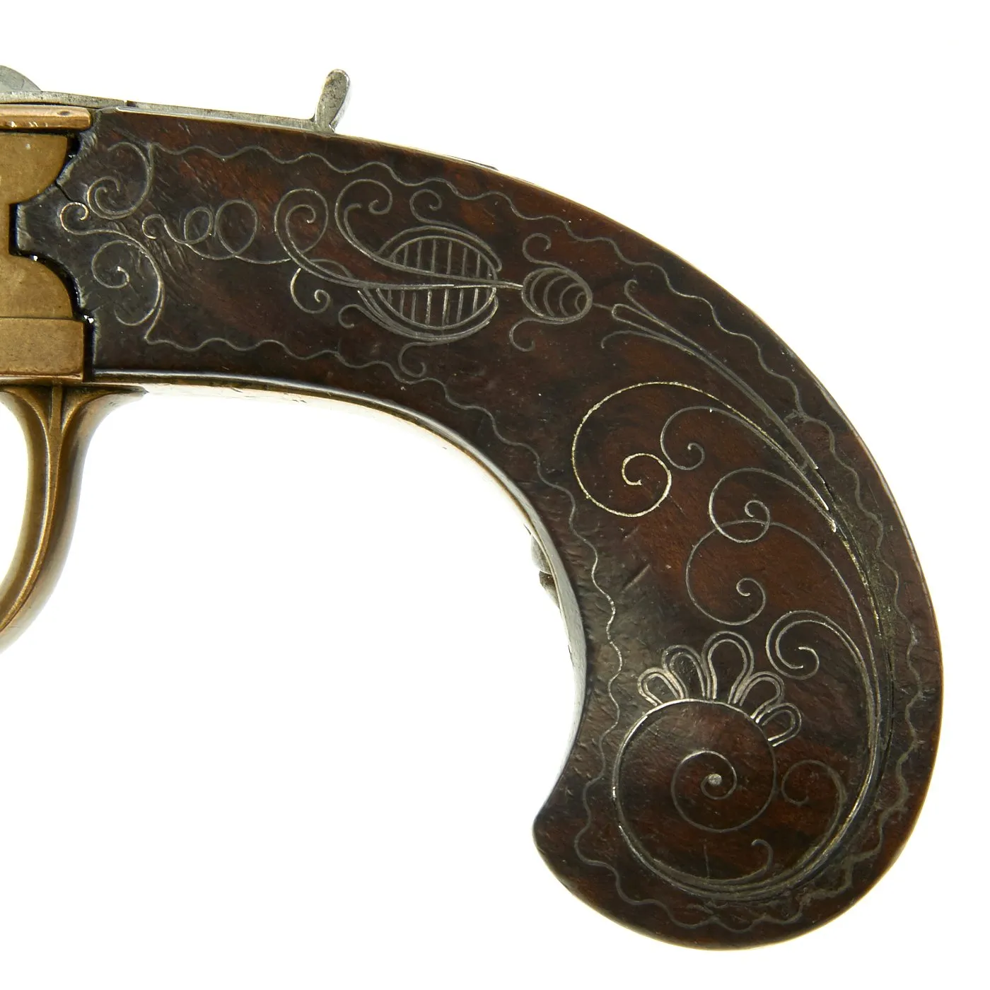 Original British Over & Under Flintlock Double Barrel Brass Tap Action Pistol by Richard of London c. 1780