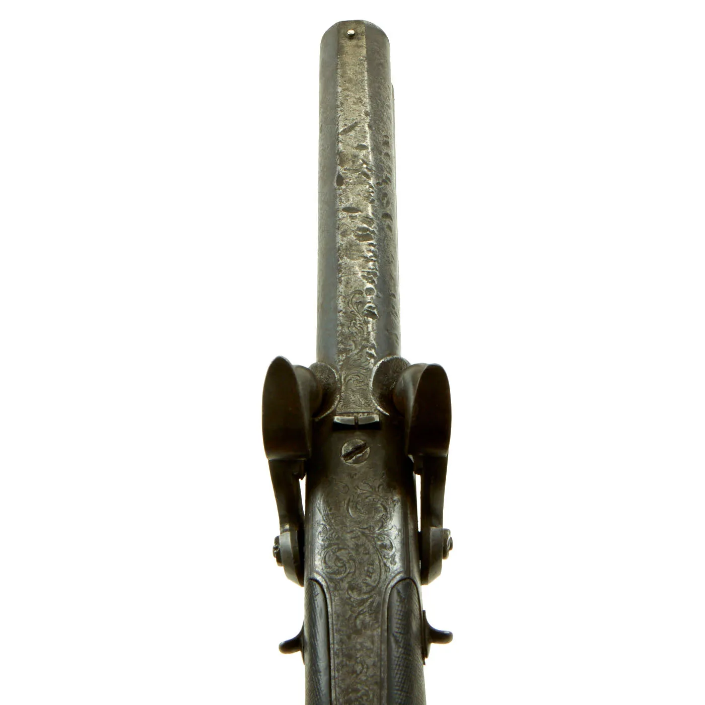 Original British Over and Under Double Barrel Howdah Percussion Pistol by William Griffiths of Manchester - circa 1850