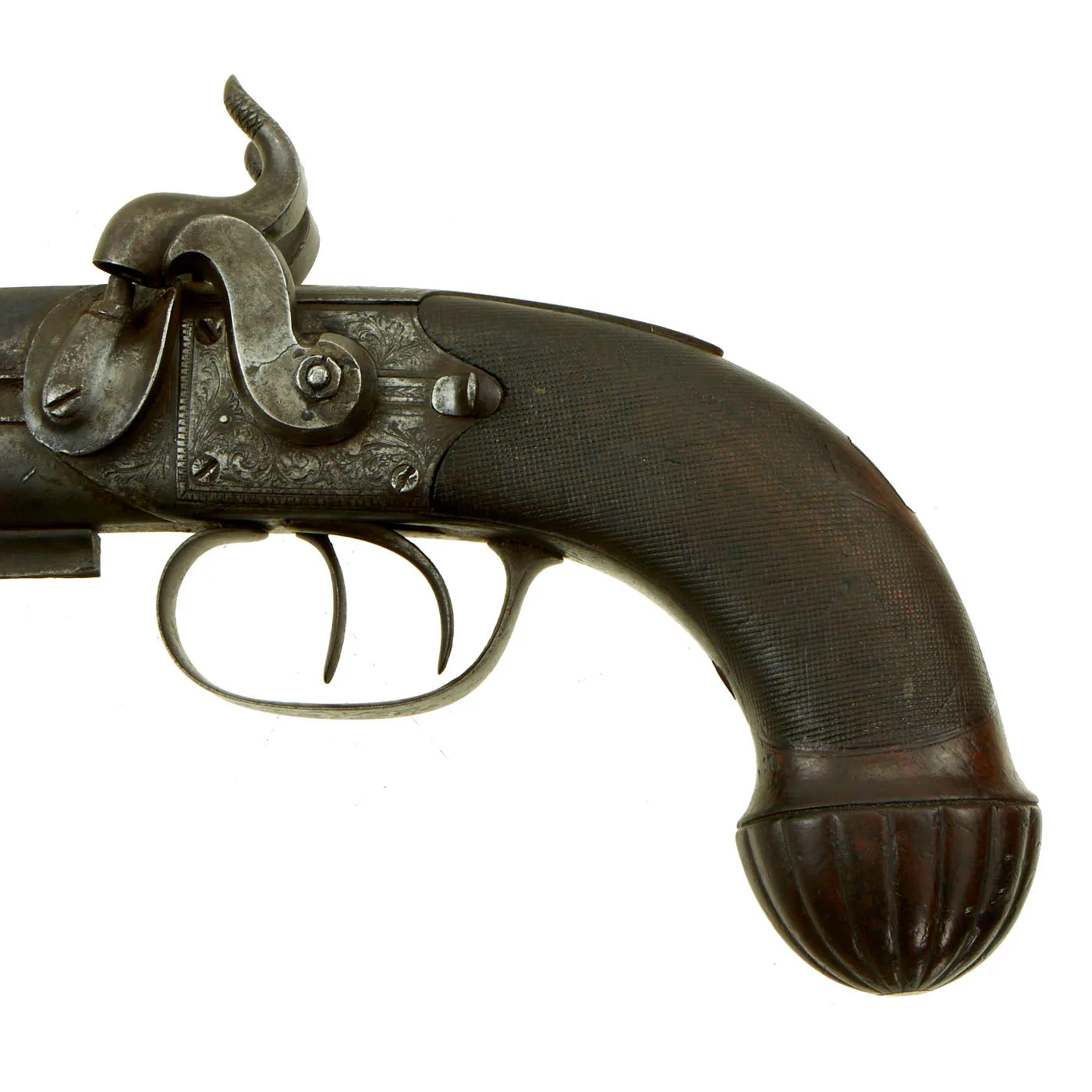 Original British Over and Under Double Barrel Howdah Percussion Pistol by William Griffiths of Manchester - circa 1850