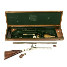 Original English 1810 Flintlock Convertible Combination Pistol and Fowling Gun by Perry of London in Custom Wood Case