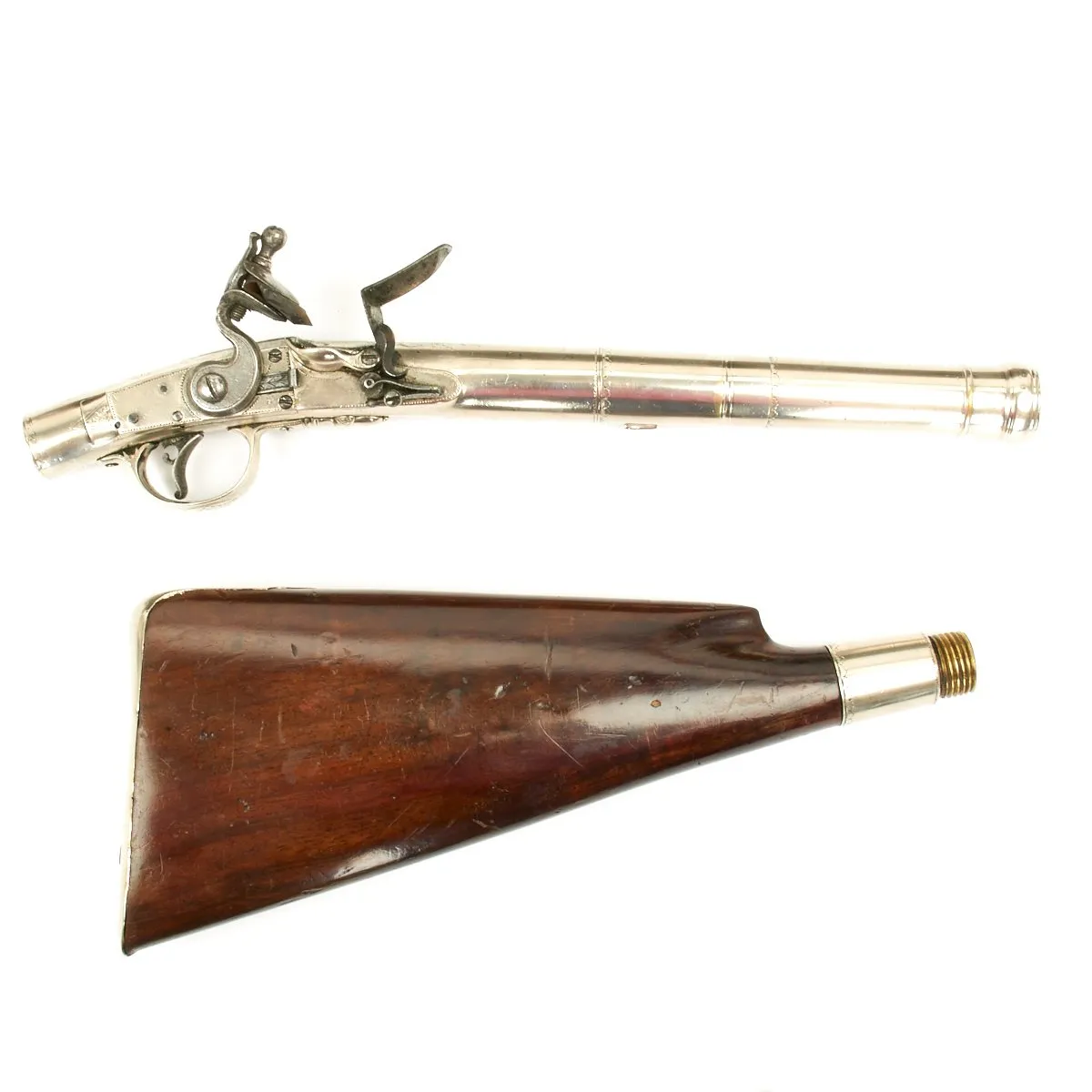 Original English 1810 Flintlock Convertible Combination Pistol and Fowling Gun by Perry of London in Custom Wood Case