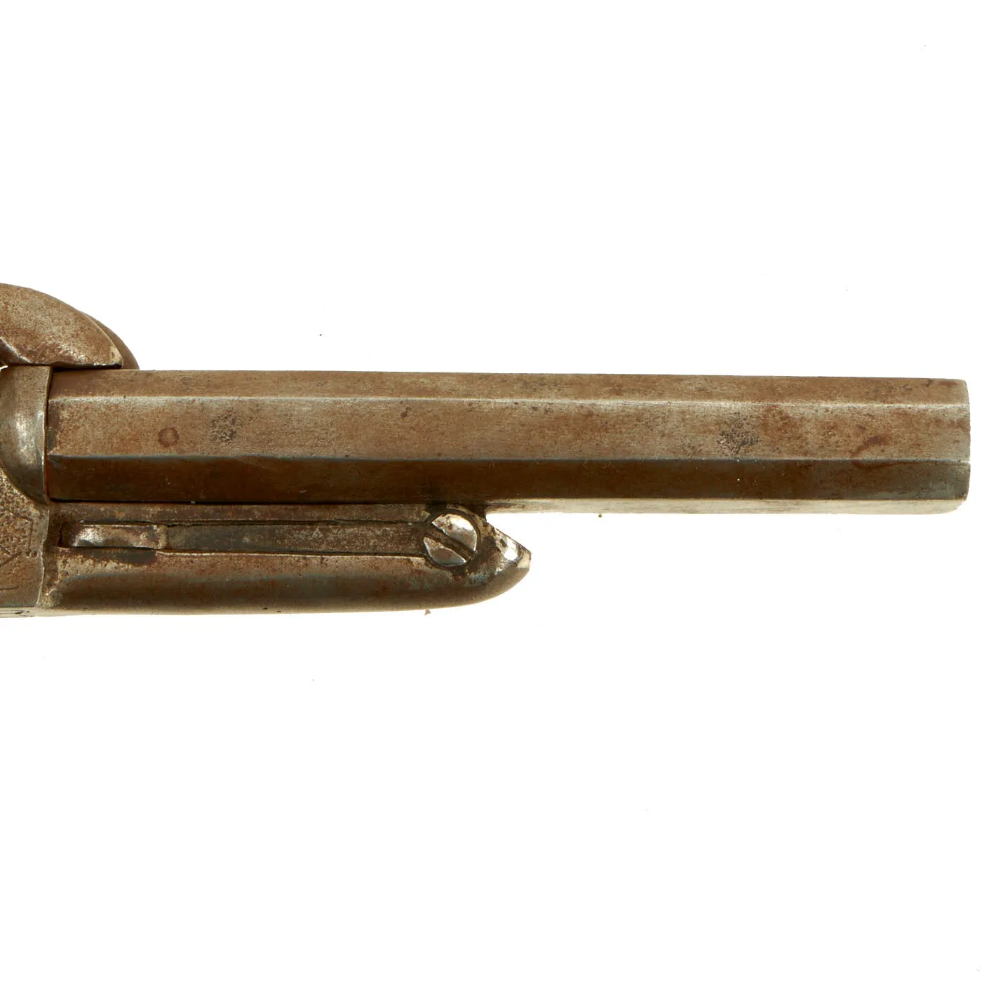 Original U.S. Civil War Era French Style Pinfire Double Barrel Pistol with Hidden Triggers - circa 1850