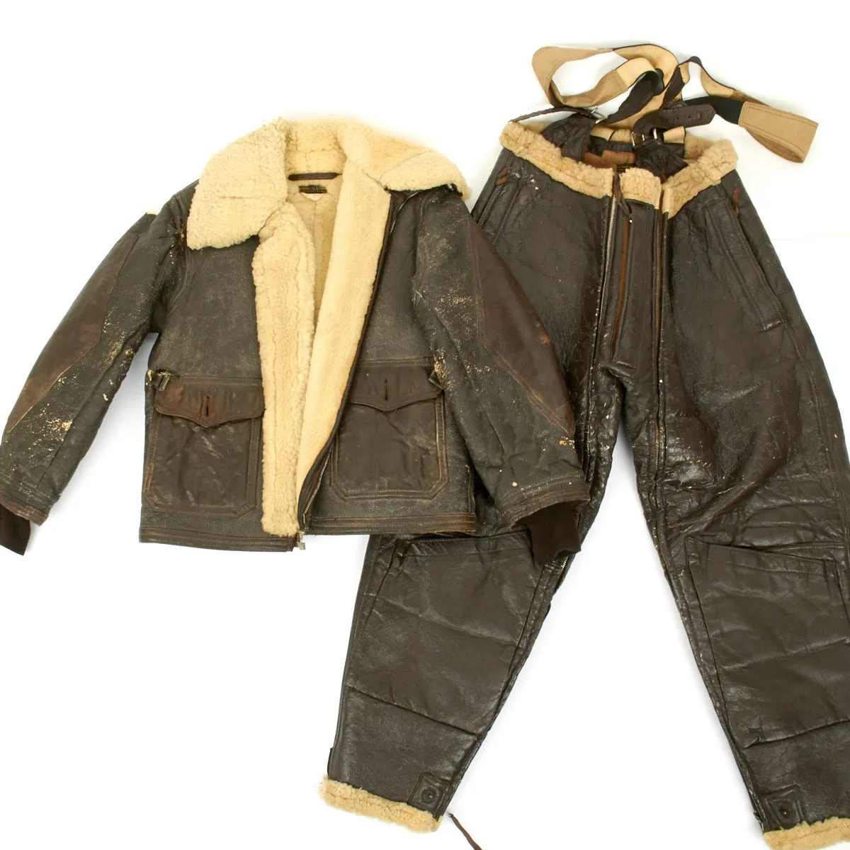 Original U.S. WWII Naval Aviator Sheepskin Winter Flight Uniform - Jacket M-445A & Trouser M-446A