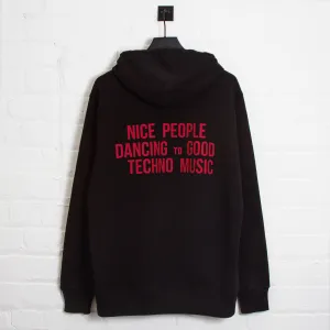 Peoples Techno Back Print- Pullover Hood - Black