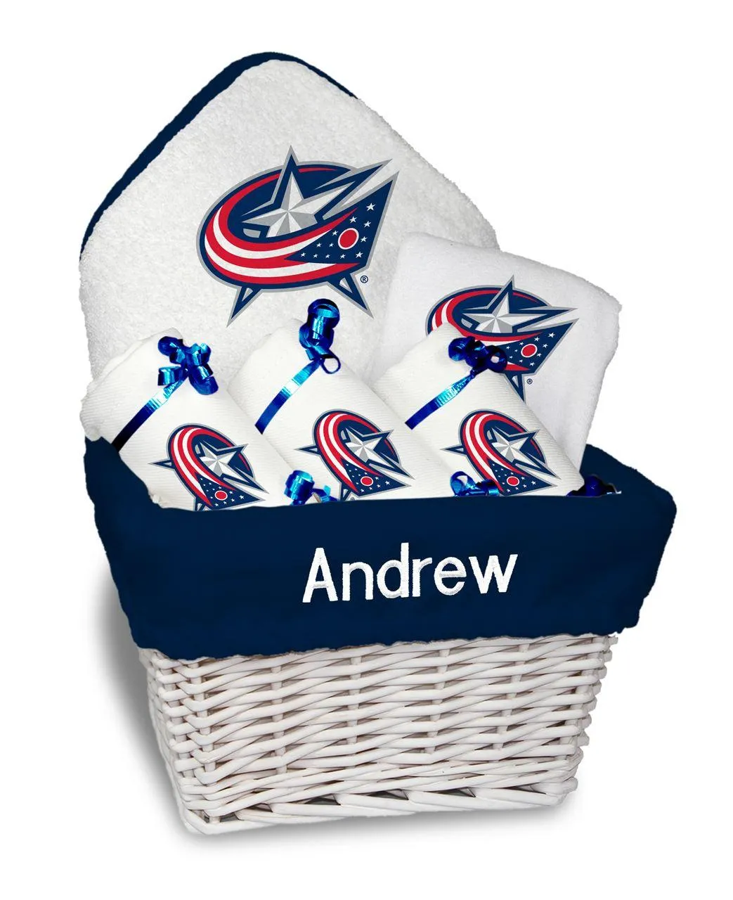 Personalized Columbus Blue Jackets Medium Basket - 6 Items