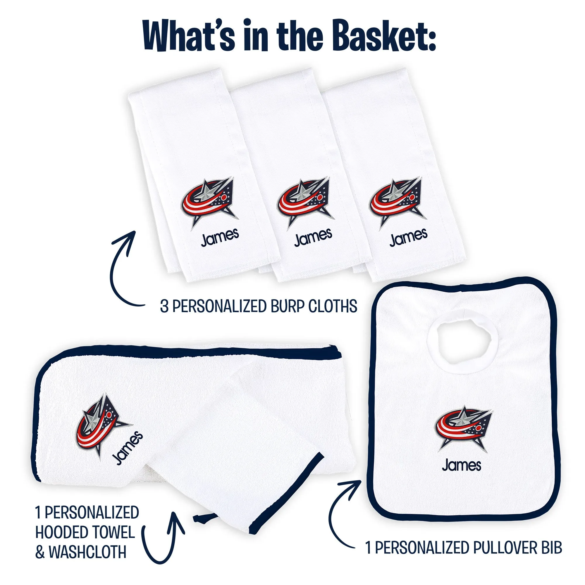 Personalized Columbus Blue Jackets Medium Basket - 6 Items