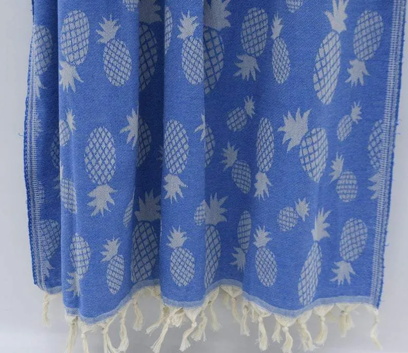 Pineapple Blue 100% Cotton Towel