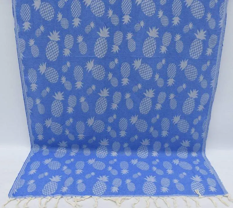 Pineapple Blue 100% Cotton Towel