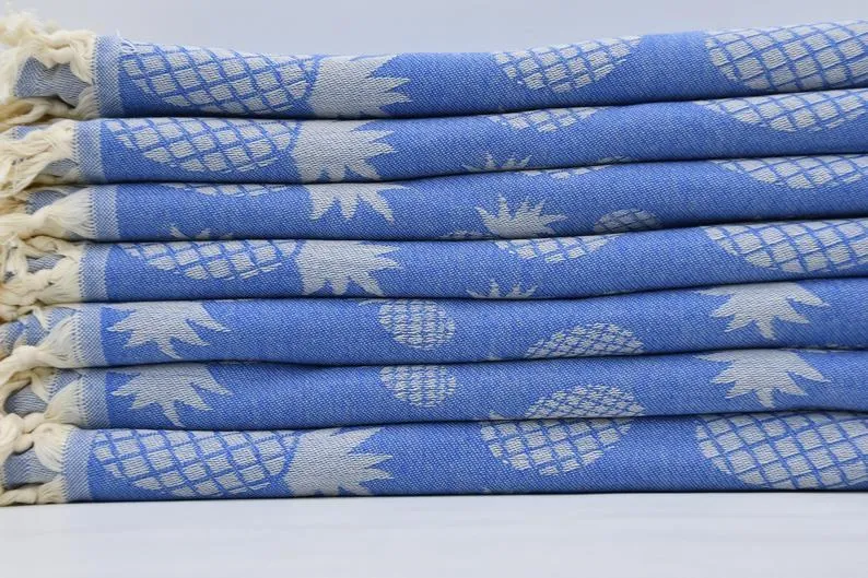 Pineapple Blue 100% Cotton Towel