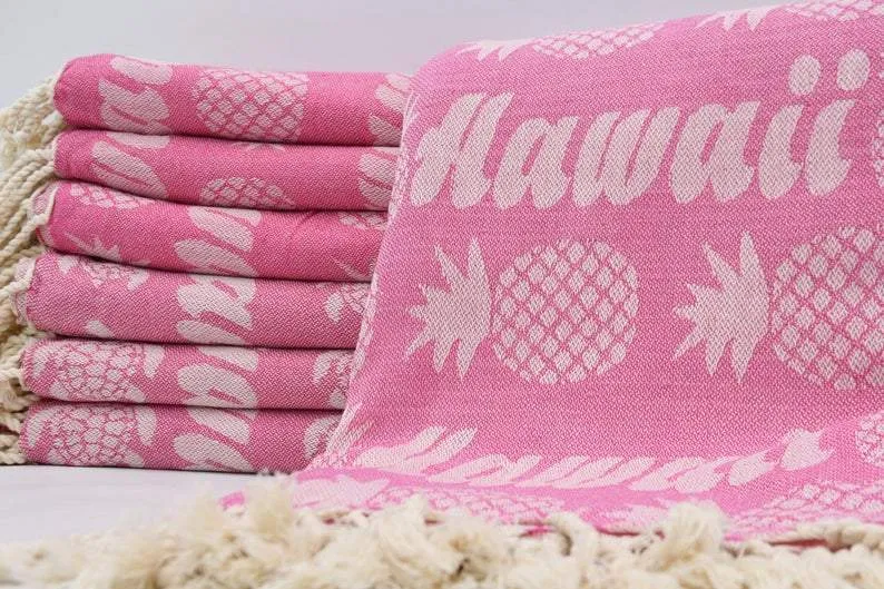 Pineapple Hawaii Pink 100% Cotton Towel