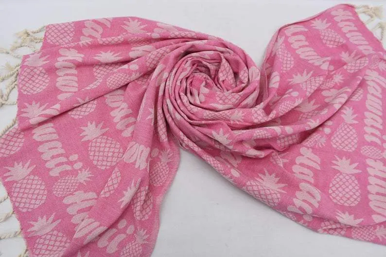 Pineapple Hawaii Pink 100% Cotton Towel