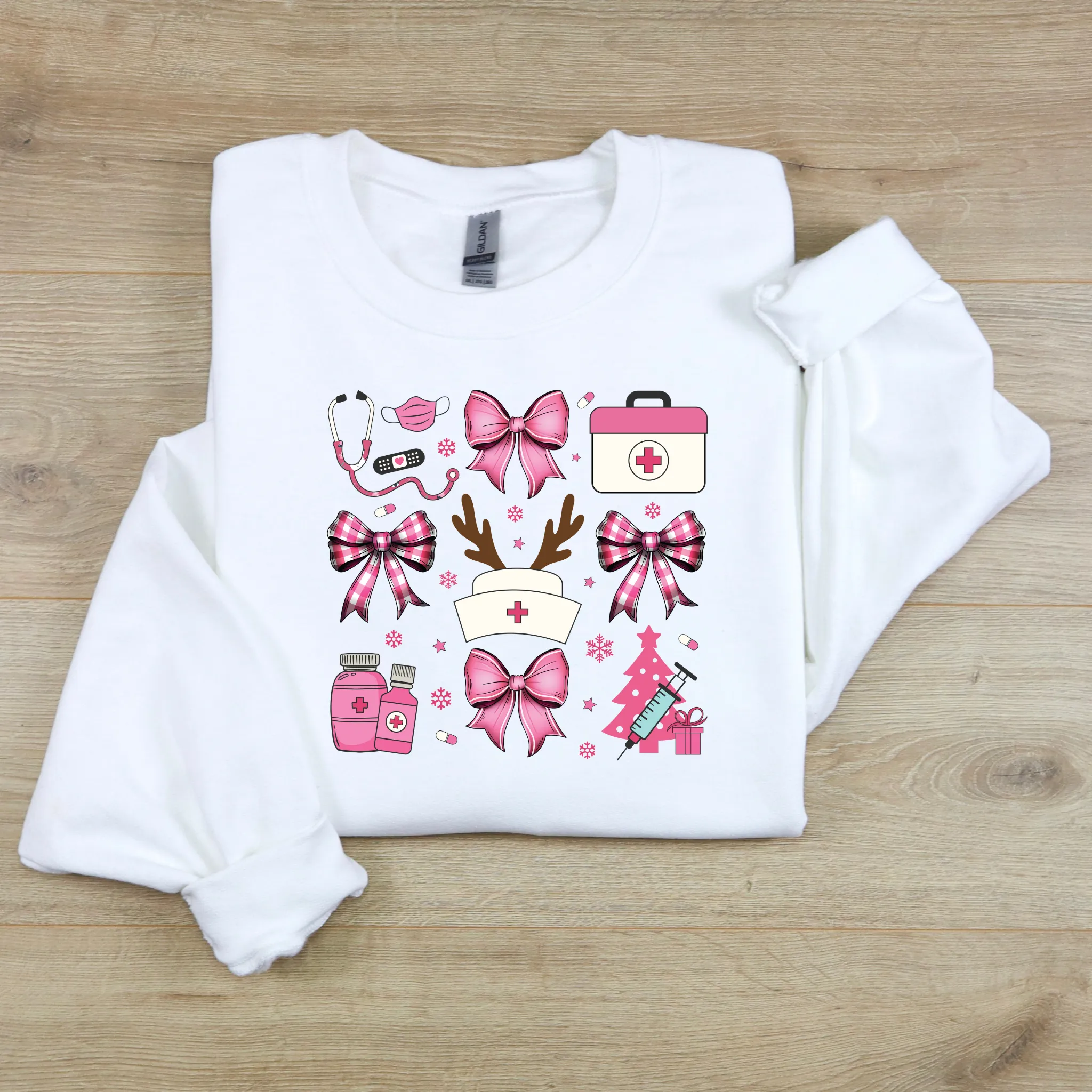 Pink Christmas Coquette Nurse Sweatshirt