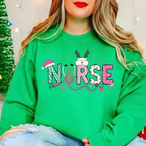 Pink Christmas Nurse Sweatshirt