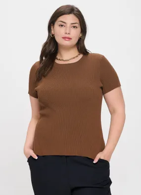 Plus Ribbed Sweater in Chocolate by Blu Pepper