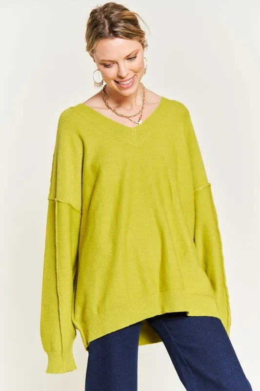 Plus V-Neck Oversized Sweater