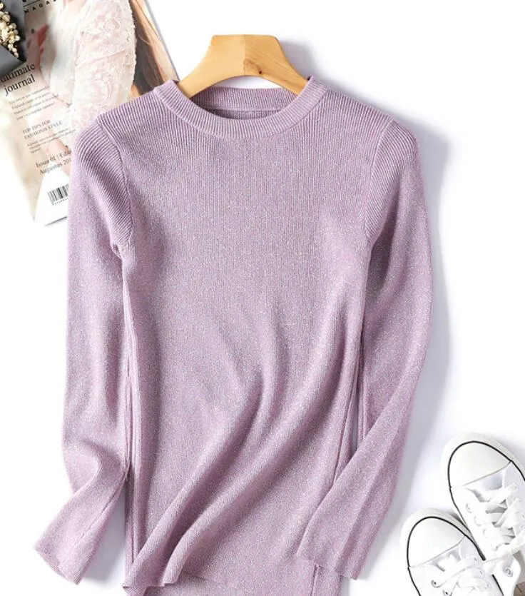 Pre Order:  Lurex Long Sleeves Slim Top