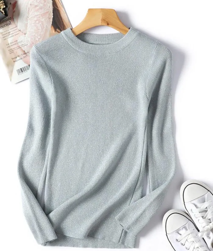 Pre Order:  Lurex Long Sleeves Slim Top