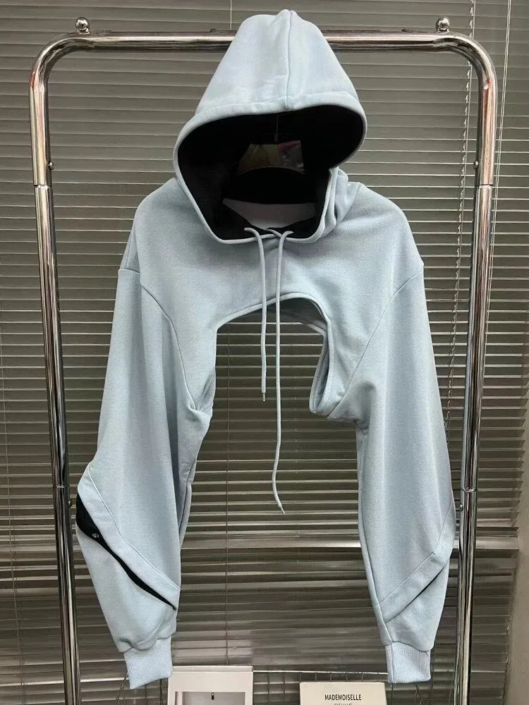 Pre Order:  Ultra Short Loose Hooded Sweatshirt