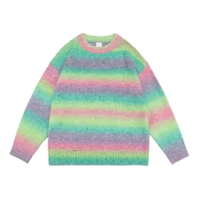 Pre Order:  Unisex O-Neck Stripe Sweater