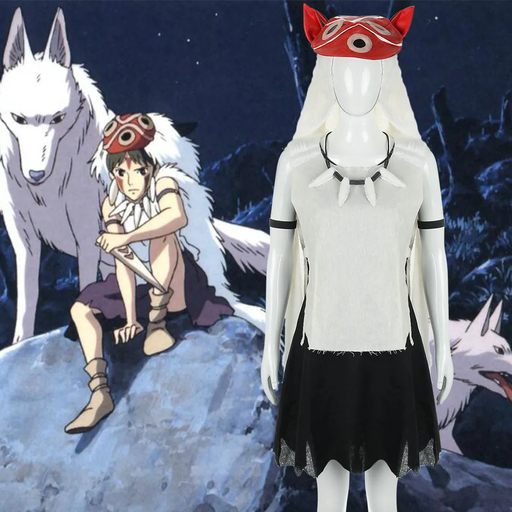 Princess Mononoke San Wolf Girl Cosplay Costume With Mask (S-L Ready to Ship)