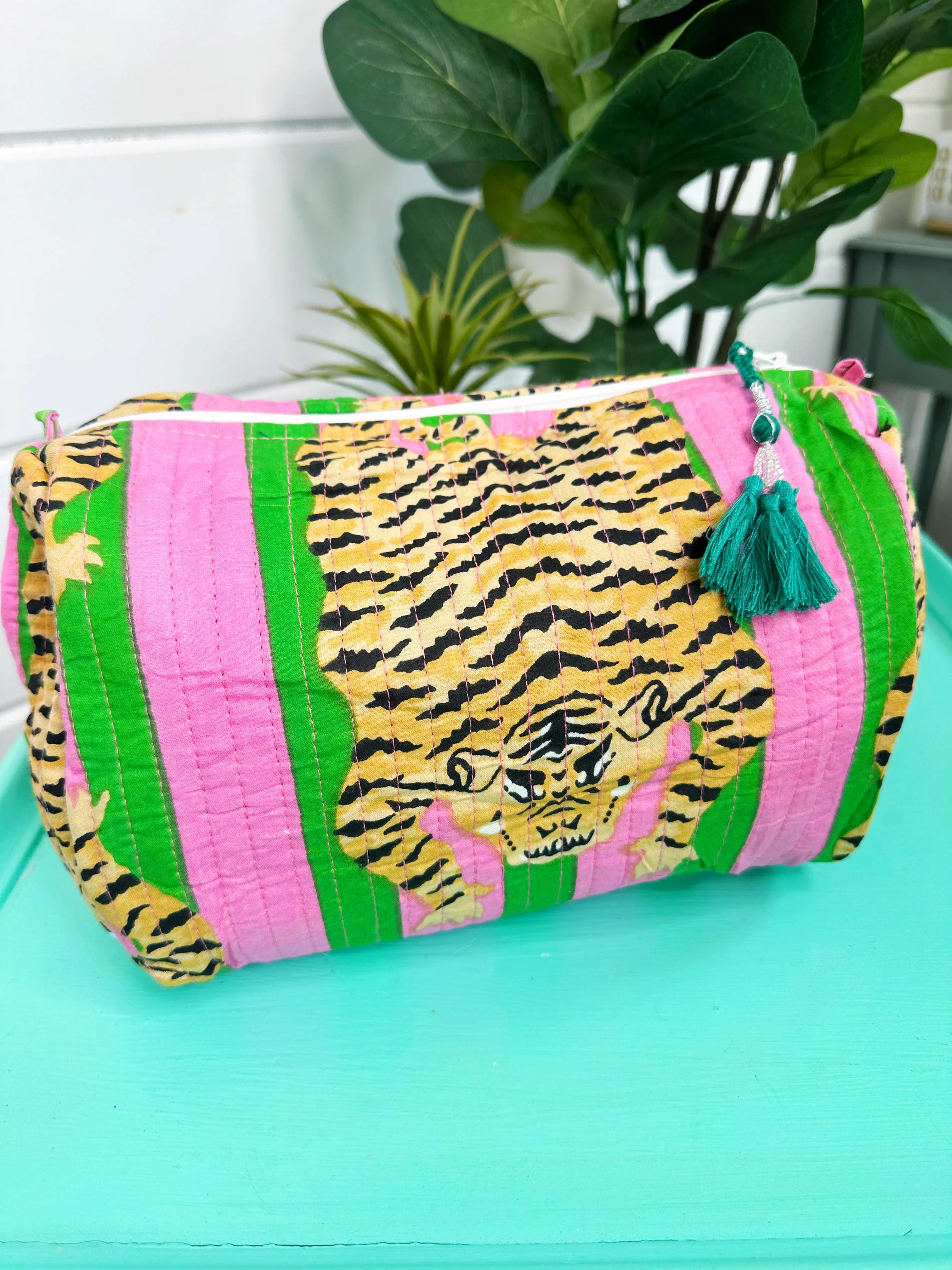 Quilted Makeup Bags | Cosmetic Toiletry Bag | Tiger Print