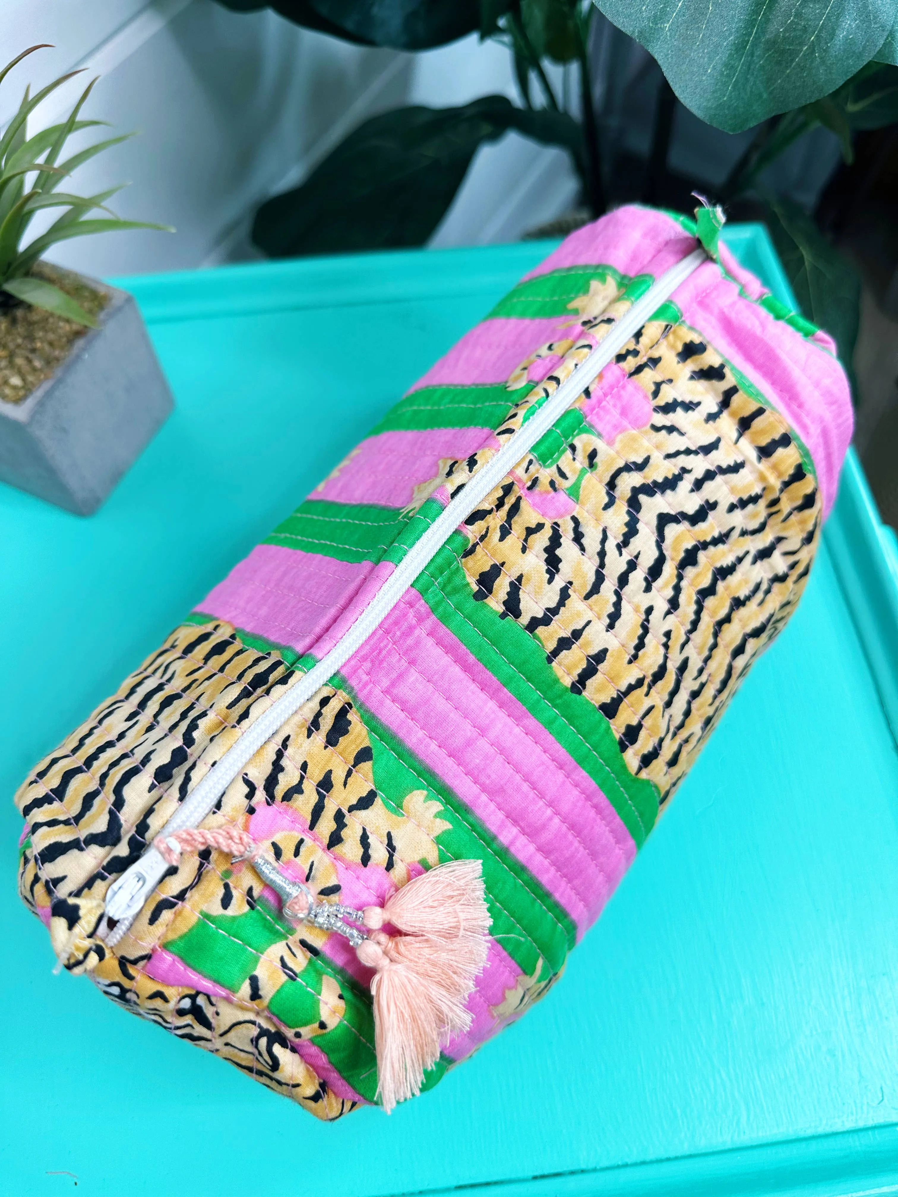 Quilted Makeup Bags | Cosmetic Toiletry Bag | Tiger Print