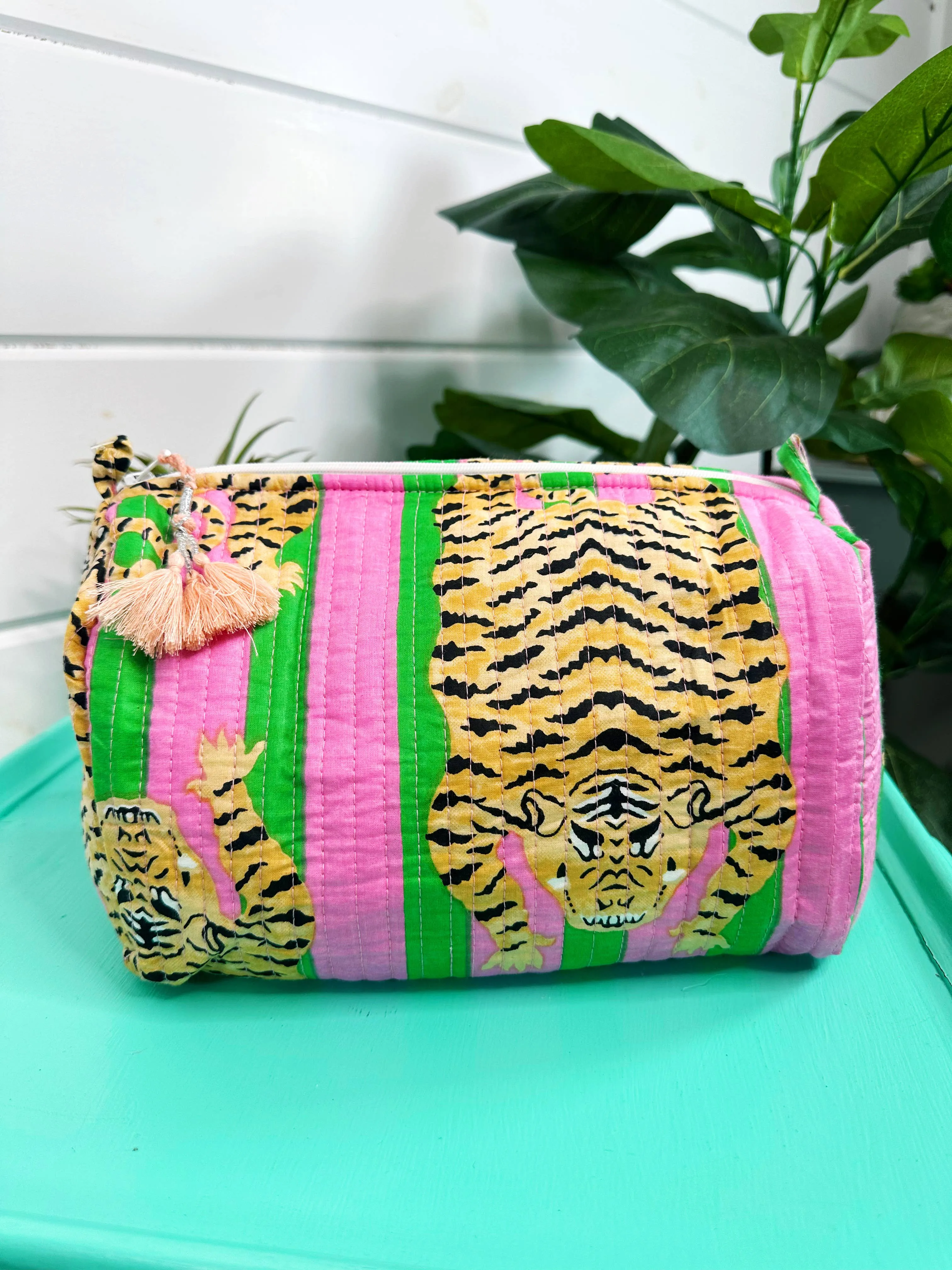 Quilted Makeup Bags | Cosmetic Toiletry Bag | Tiger Print