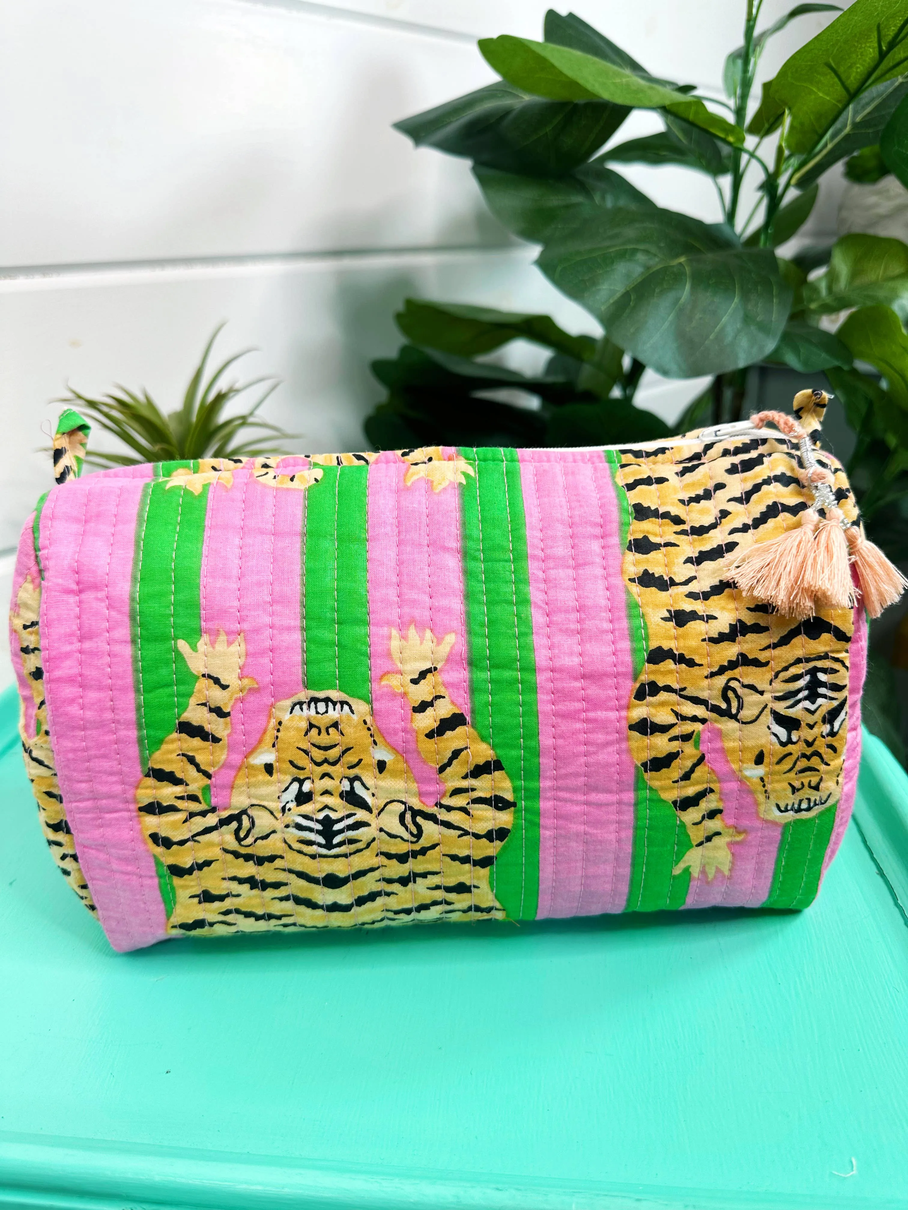 Quilted Makeup Bags | Cosmetic Toiletry Bag | Tiger Print