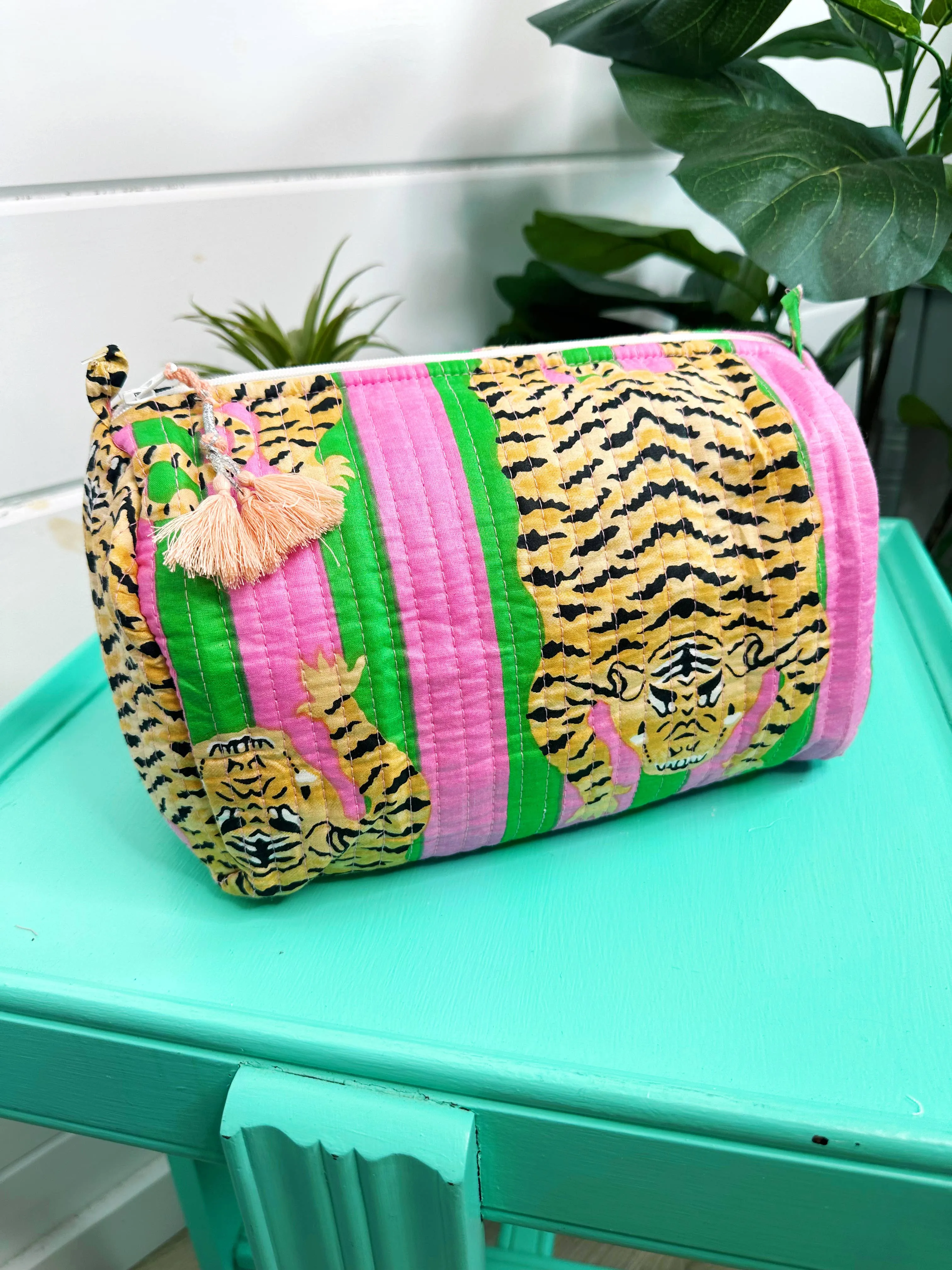 Quilted Makeup Bags | Cosmetic Toiletry Bag | Tiger Print