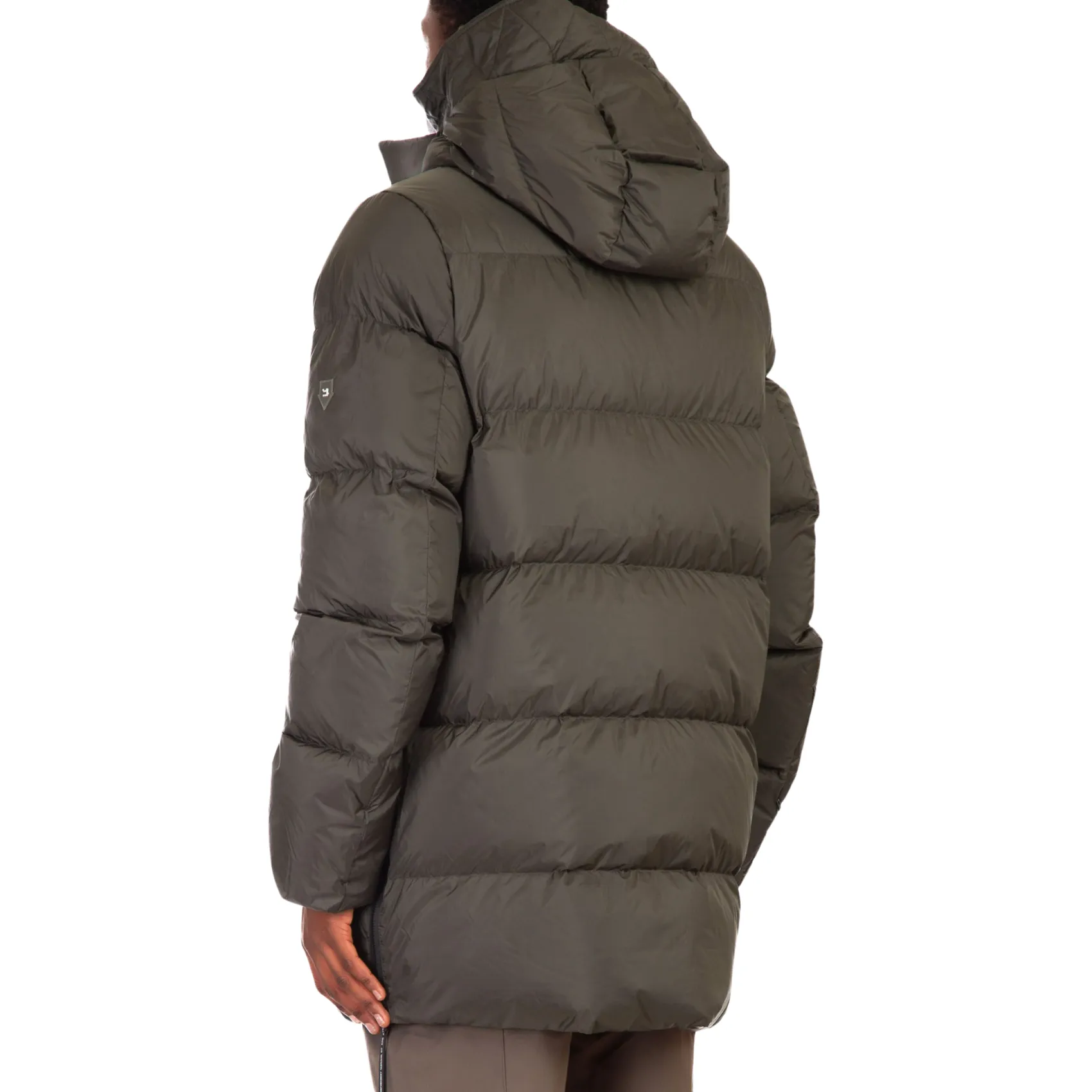 Quilted Powder Touch Hip Length Coat - Coffee Green